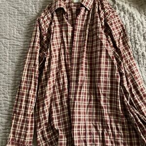 L.L. Bean Red Plaid Casual Button Down Shirt